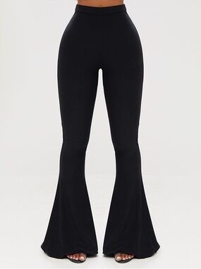 PrettyLittleThing Black High Waisted Flare Pants Size 2 NWT